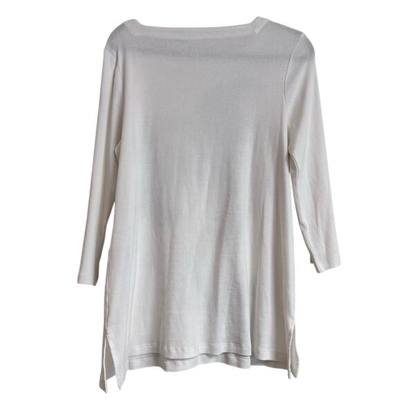 Chico's Sz 1 US 8/10 M Wildflower Intarsia Pullover Tunic Sweater Basic Casual - Picture 2 of 7